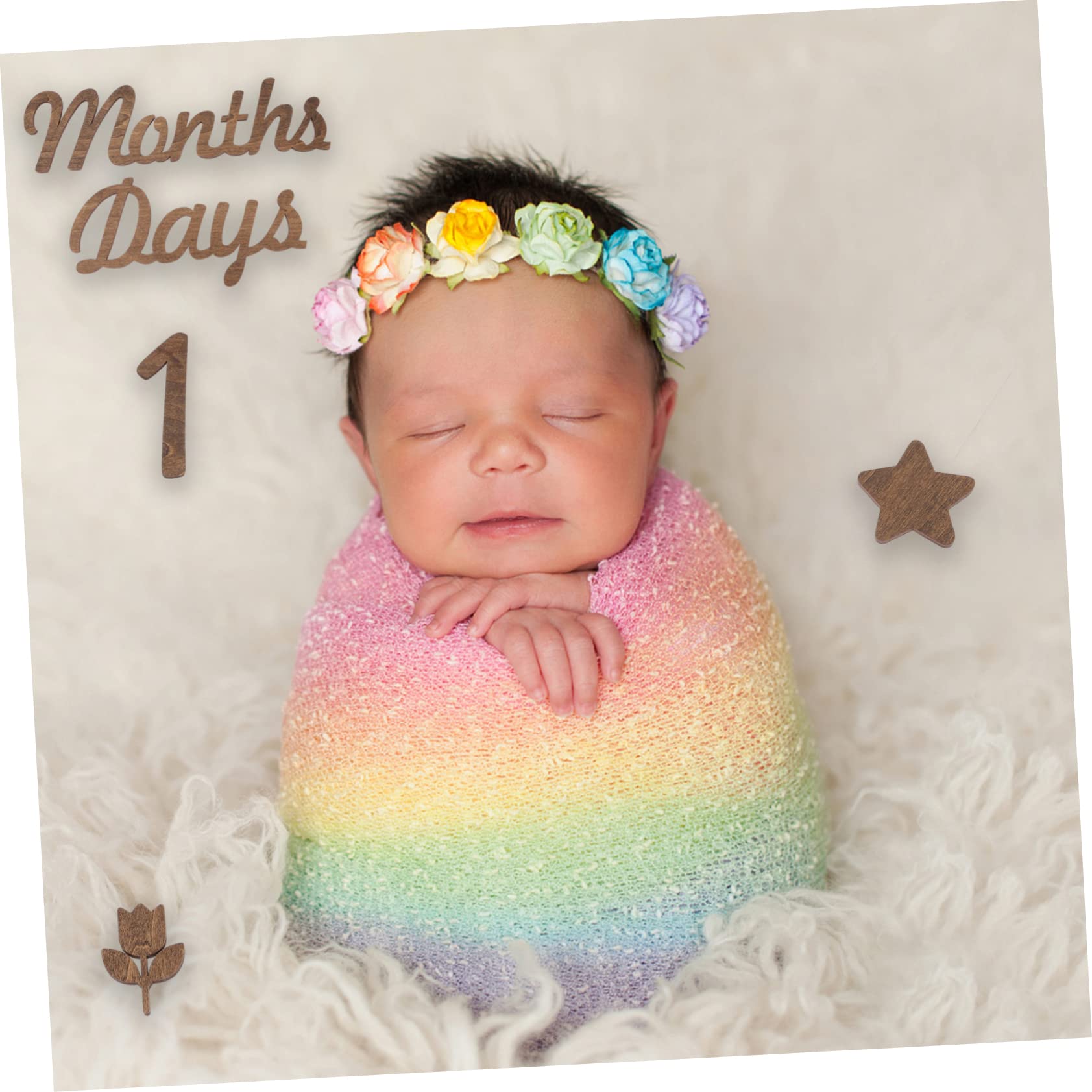 Holz Babyzahlen Satz für Meilensteinkarten und Foto Requisiten Braun