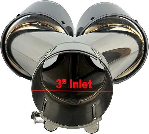 Miniatura 9 de NETAMI Punta de escape doble de 2.5 a 3.5 pulgadas, fibra de carbono, acero inoxidable, negro (NT-2559-1) Flush 1-pece