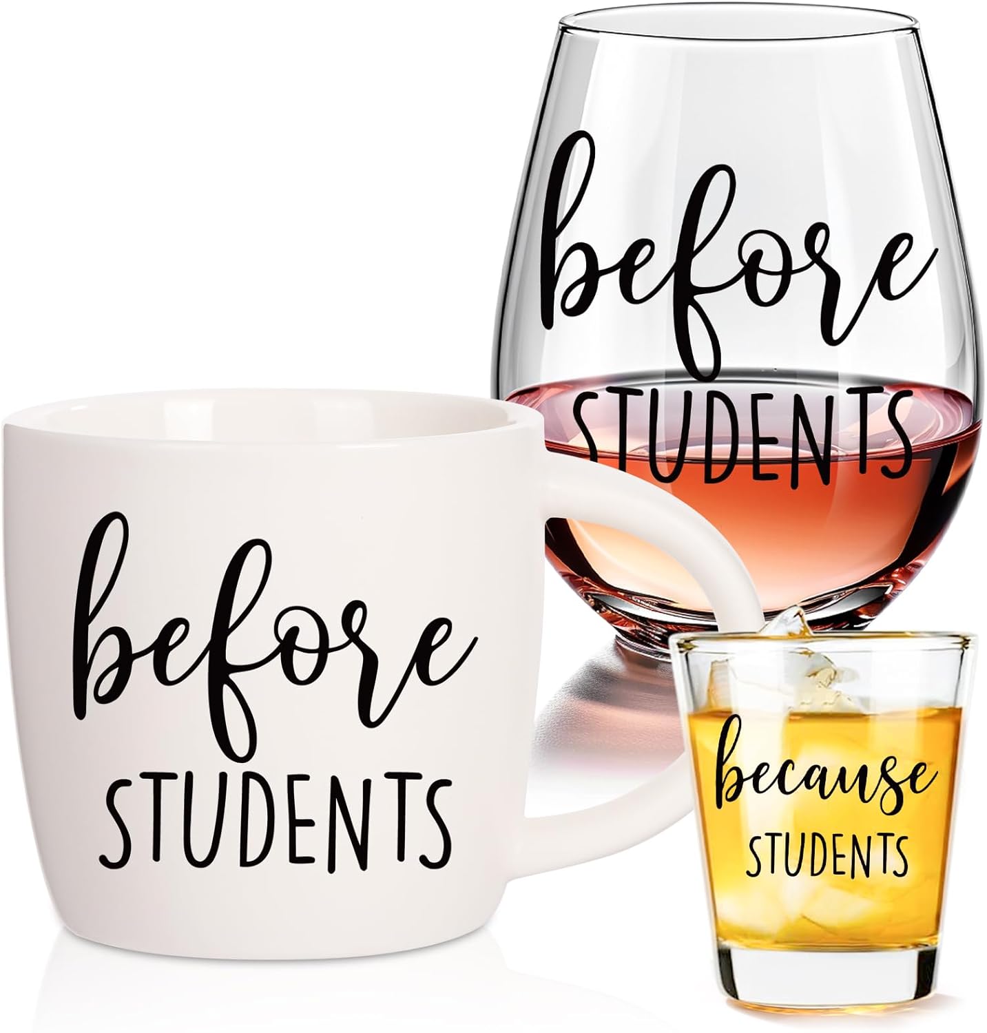Physkoa Before Work After Work Gifts Set-Funny Workday Glass Cup Gift Set-Includes 20oz Coffee Mug, Wine Tumbler &Shot Glass,Work Office Humor Gift for Coworkers, Bosses, Friends