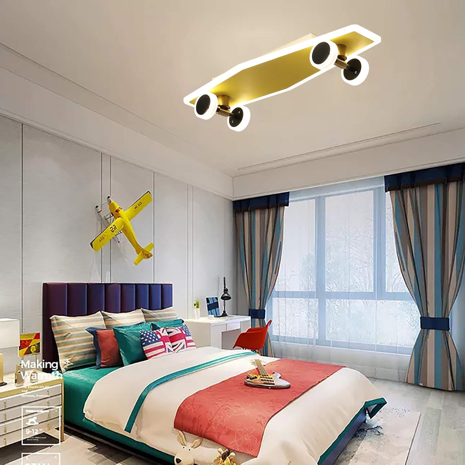 Best LED Ceiling Light 32W 2240Lm Creative Skateboard Ceiling Lamp 6000K Boy Girl Bedroom Metal Ceiling Lighting for Kids Room Playroom Hallway Garage ,A Discount 80% LED Ceiling Light 32W 2240Lm Creative Skateboard Ceiling Lamp 6000K Boy Girl Bedroom Metal Ceiling Lighting for Kids Room Playroom Hallway Garage ,A