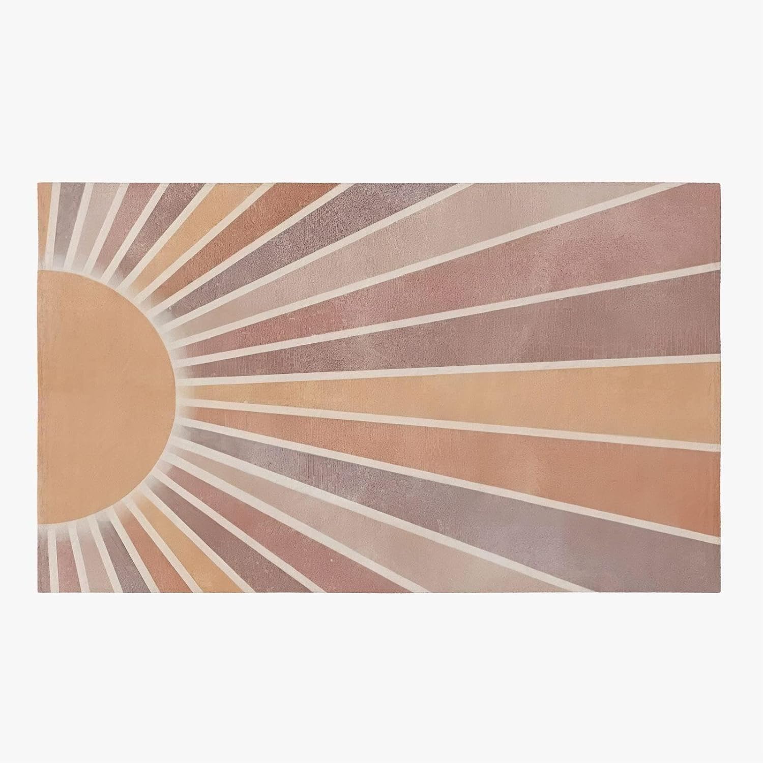 Boho Sun Area Rug, Abstract Art Vintage Rainbow Rugs Modern Geometry Floor Carpet, Orange Beige Indoor Non-Slip Kids Rugs for Bedroom, Living Room Bathroom Classroom Office（2x3ft）