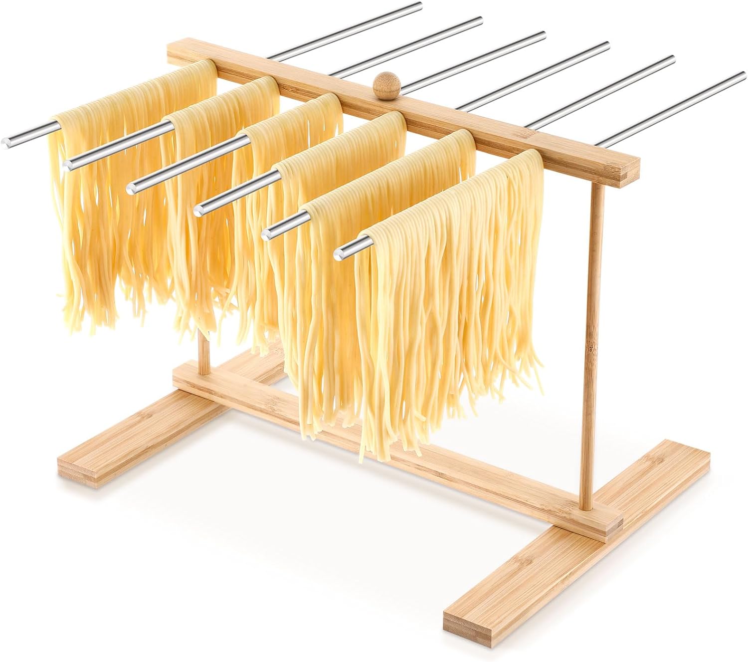 Pasta Drying Rack 304 Stainless Steels Pasta Rack with Handle Detachable Stand Noodles Transfer Wand and 12 Bars Drying Hanger for Homemade Fresh Spaghetti Tagliatelle Fettuccine Pasta Drying Rack 304 Stainless Steels Pasta Rack with Handle Detachable Stand Noodles Transfer Wand and 12 Bars Drying Hanger for Homemade Fresh Spaghetti Tagliatelle Fettuccine