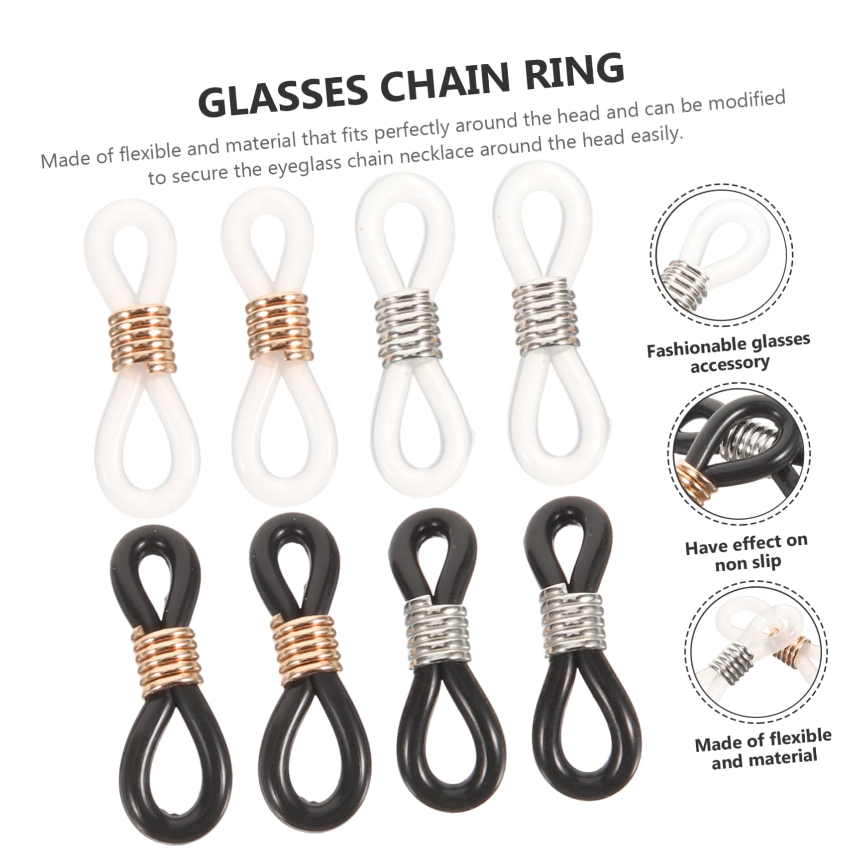300pezzi Catena Per Occhiali Silicone Antiscivolo Con Anello Regolabile Per Accessori Occhiali Fashion e Resistente