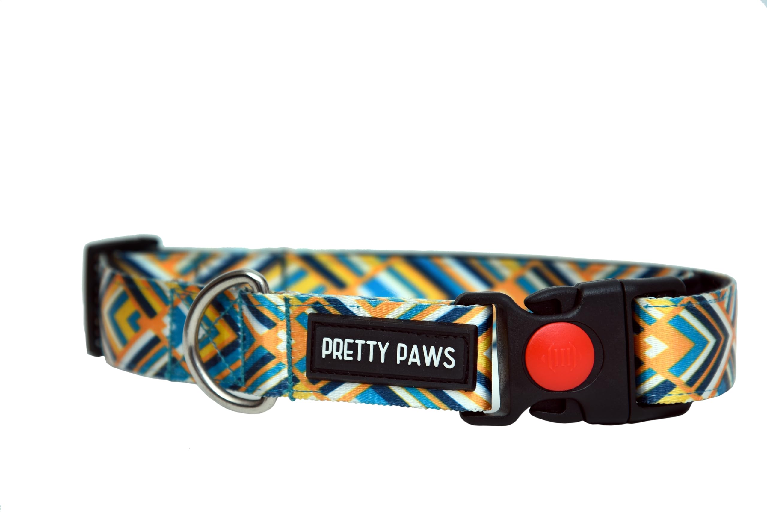 PRETTY PAWS Dog Collar | Durable & Lightweight | Polyester Material with Adjustable Snap Buckle & Stainless Steel Pull Ring | Collar for Training and Walks (M, Printed - Yellow) (B0CRZ9M1S2) Amazon Price History, Amazon Price Tracker