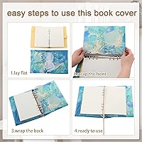 Vista 5 de Teling Paquete de 9 fundas protectoras de tela jumbo elásticas para libros, coloridas, duraderas, lavables, reutilizables, de nailon, para libros