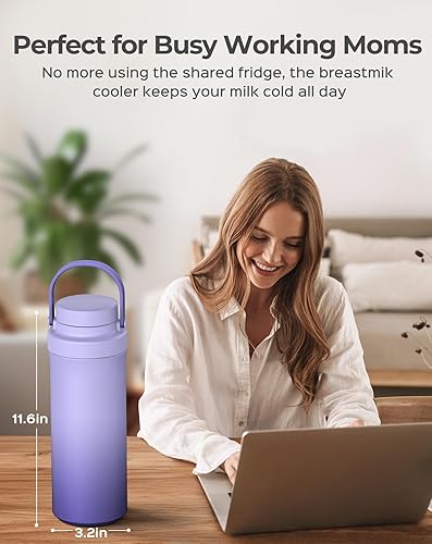 Miniatura 5 de Xaproo Botella enfriadora de leche materna de 22 onzas, enfriador de leche portátil para leche materna con enfriamiento total de 360 durante 24