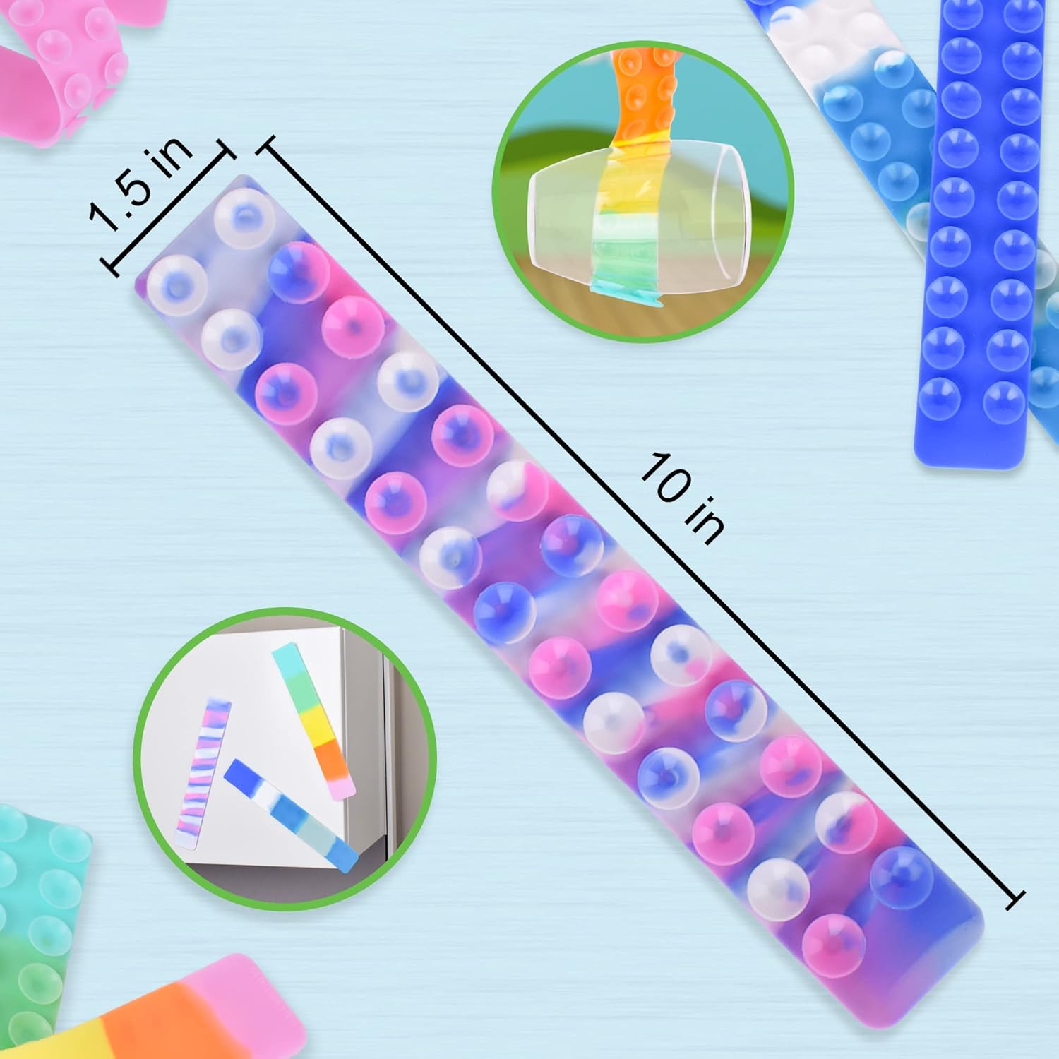 Sunny Days Entertainment Squid Pop Bands Fidget - 2 Pc Suction Cup Sensory Toy | 10 Inches Long with Satisfying Pop | Receive 2 Pack of 2 | Colors and Styles May Vary