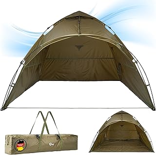 Ruck Zuck Bivvy Angelzelt vorn geöffnet [DAS ORIGINAL] Karpfenzelt mit herausnehmbarer Bodenplane, Angel Zelt ohne Boden, RuckZuck Anglerzelt, Angelzelt 2 Mann