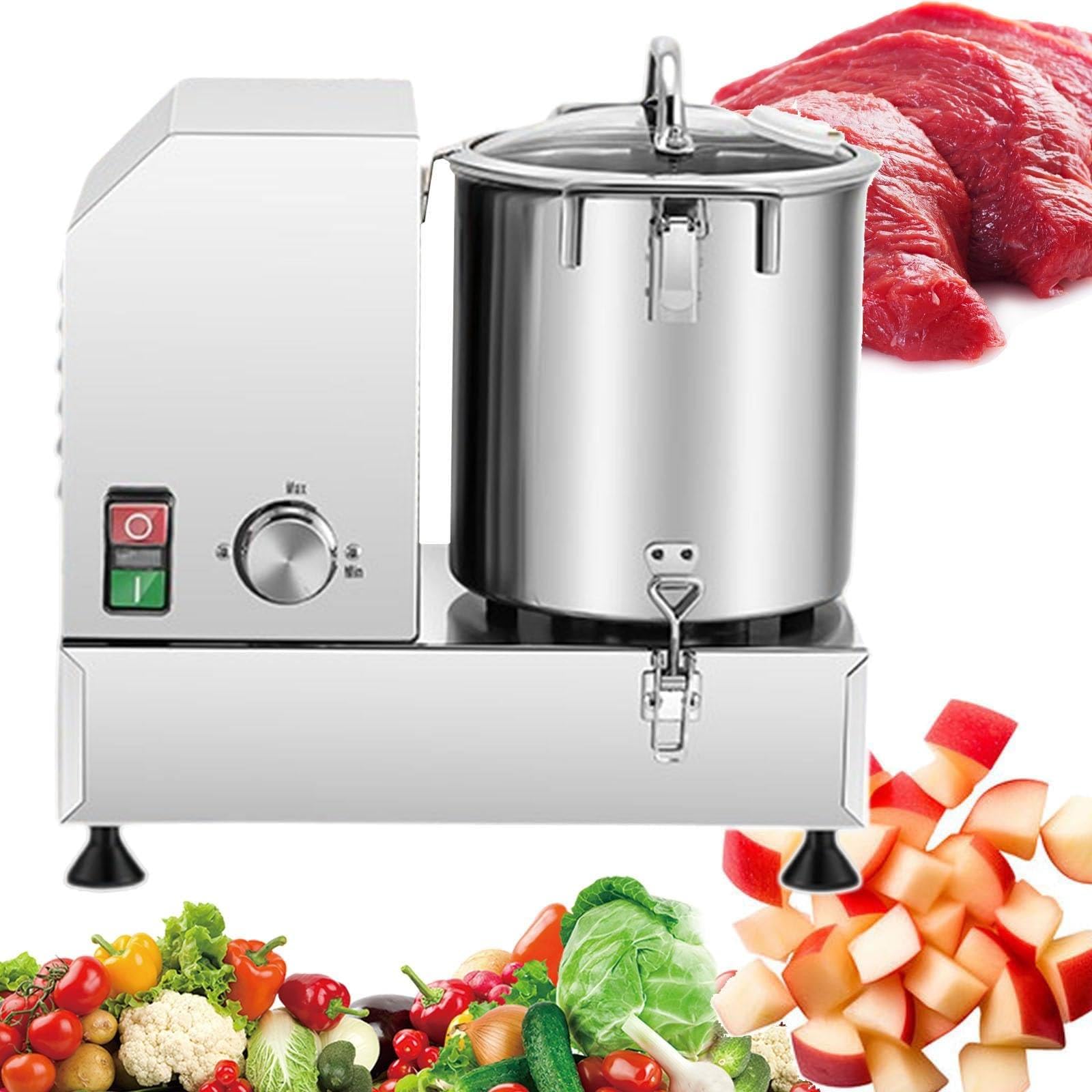 WYBYYDS Commercial Food Processor 6L/9L/15L, 750W/1500W Electric Vegetable Chopper with Stepless Speed Knob Up to 3700 RPM for Restaurant and Commercial Kitchen 6L