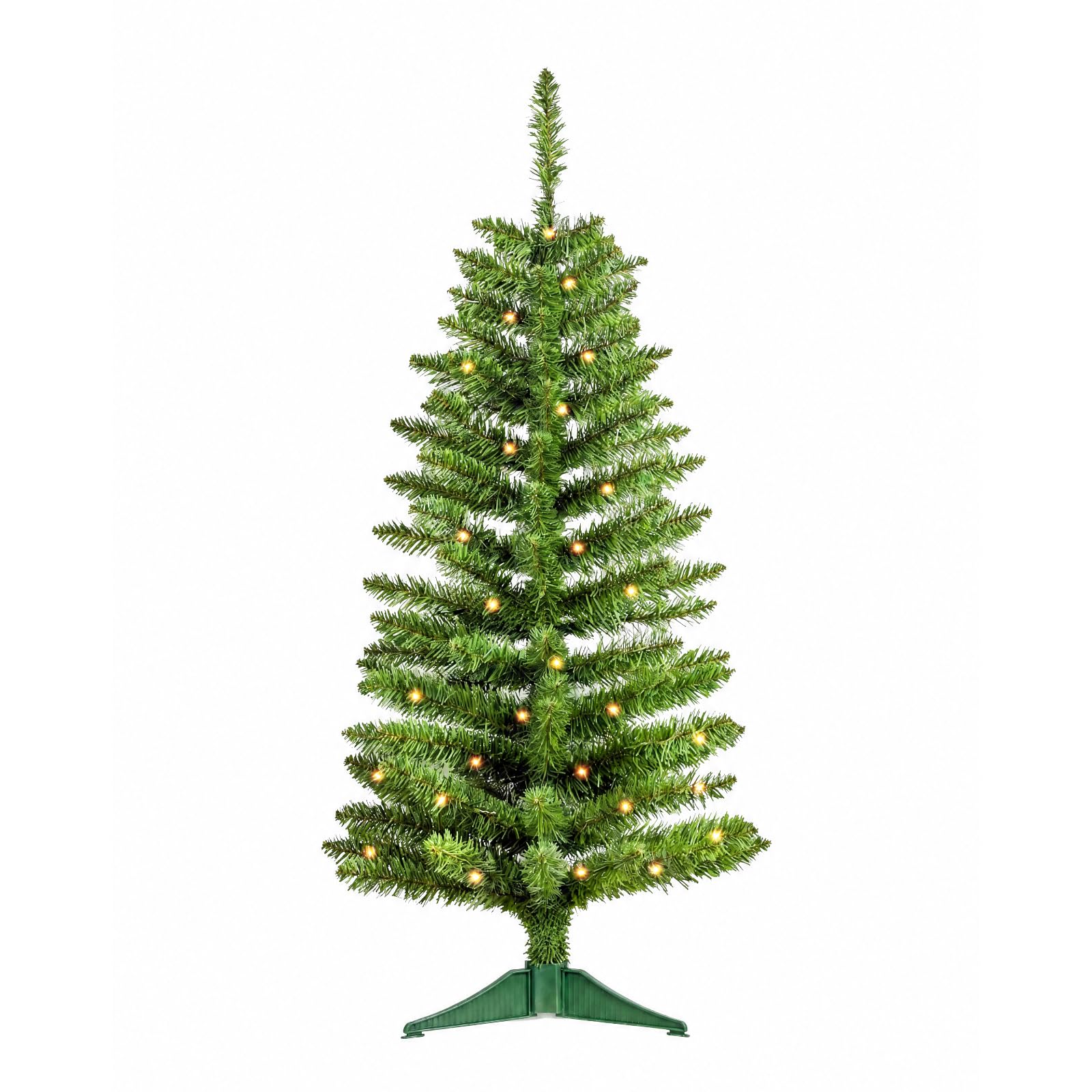 4ft Green Christmas Tree with Light，Small Artificial Xmas Tree | Home & Office Decor, Tabletop Tinsel Tree 50 Lights, Easy Assembly