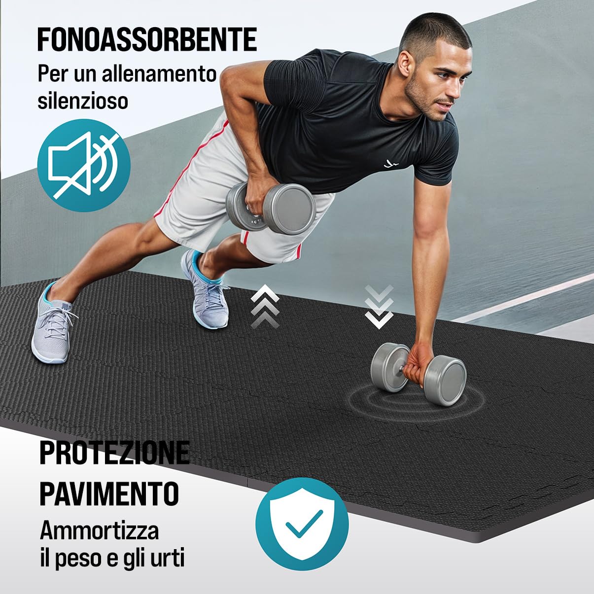 MONZANA® 36x Tappeto Fitness 30x30 cm Tappetino Puzzle da Ginnastica 3 m² Antiscivolo Schiuma Eva Allemamento Palestra