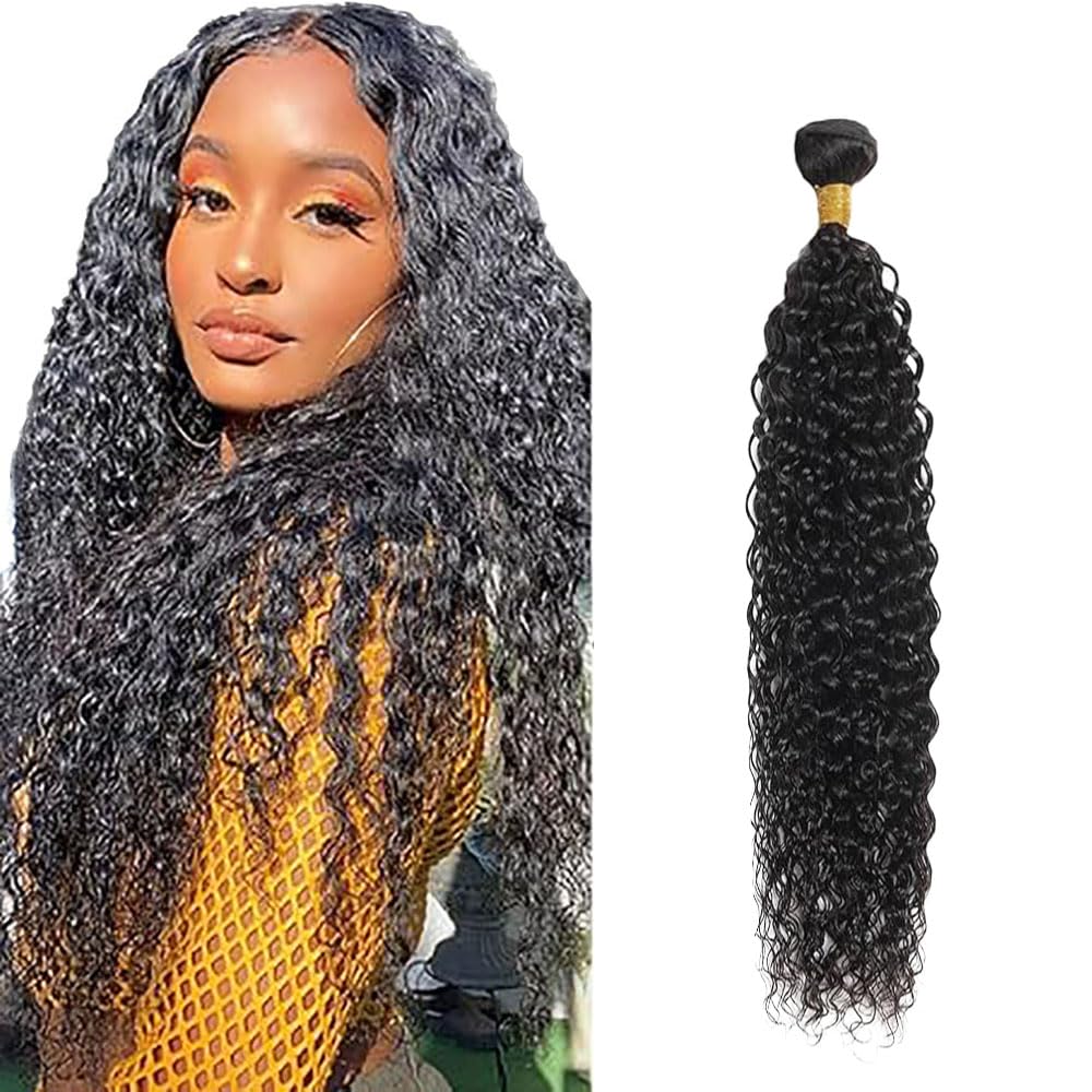 Human Hair Bundles Curly Wave Extensiones De Cabello Negro Extensiones de pelo Humano Natural Black Double Weft 1 Bundle Unprocessed Virgin Remy Hair for Women for Women 34 Inches