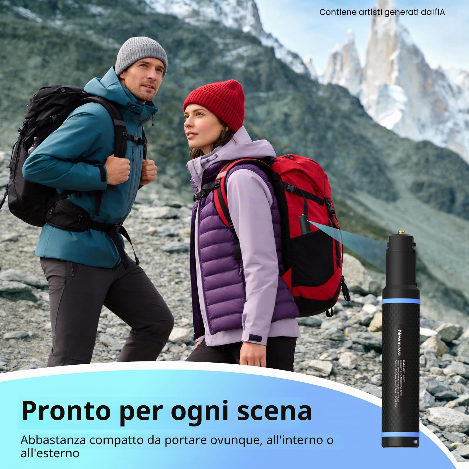 Newmowa 10000mAh Impugnatura Power Bank Treppiede per Action Camera & Phone | Ricarica Rapida PD/QC, Impugnatura Power Bank Portatile per GoPro Hero DJI Action Camera Insta360 Fotocamera Digitale & Phone