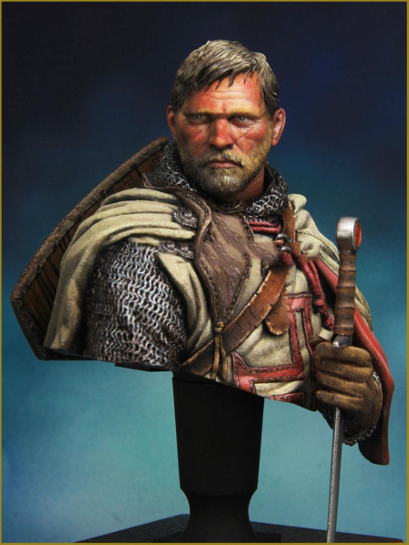 PANGCHENG Échelle 1/10 Tenir l'épée des Chevaliers Templiers Kit de résine de Figurine Historique Non Peint Non assemblé