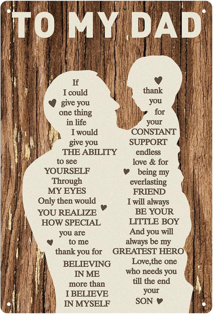 Fathers Day Dad Gifts from Son 12x8Inch Metal Tin Sign Vintage Plaque