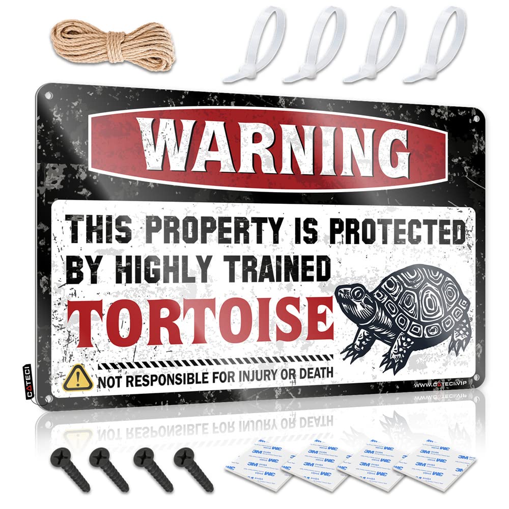 IBWNBBUSN Funny Home Decor Warning This Property Is Protected By A Highly Trained Tortoise Sign Vintage Coffee Sign Funny Signs For Bedroom(30X40CM)