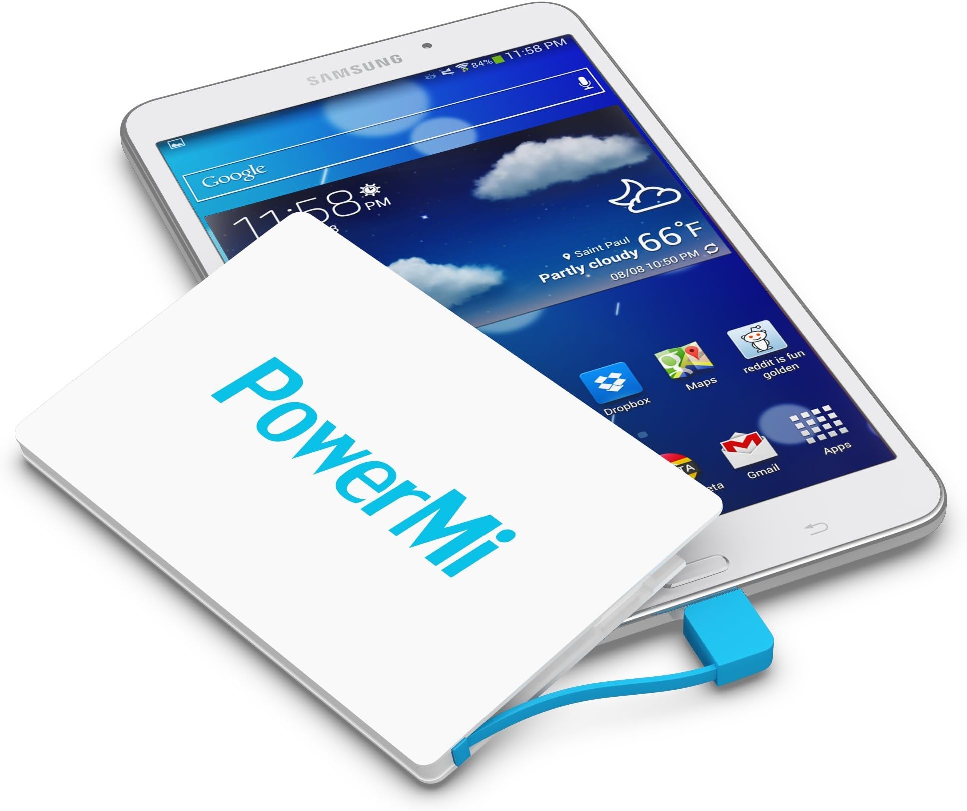 External Battery for Smartphones, slightly bigger than a Credit Card and 6.6mm thick - Samsung Galaxy, iPhone 5, 6, 7, SE, Xiaomi, Huawei, Nexus, etc. – Portable Charger Ultra Slim and Light – Power Bank – Built-in Micro USB Cable – Lightning Adapter Included