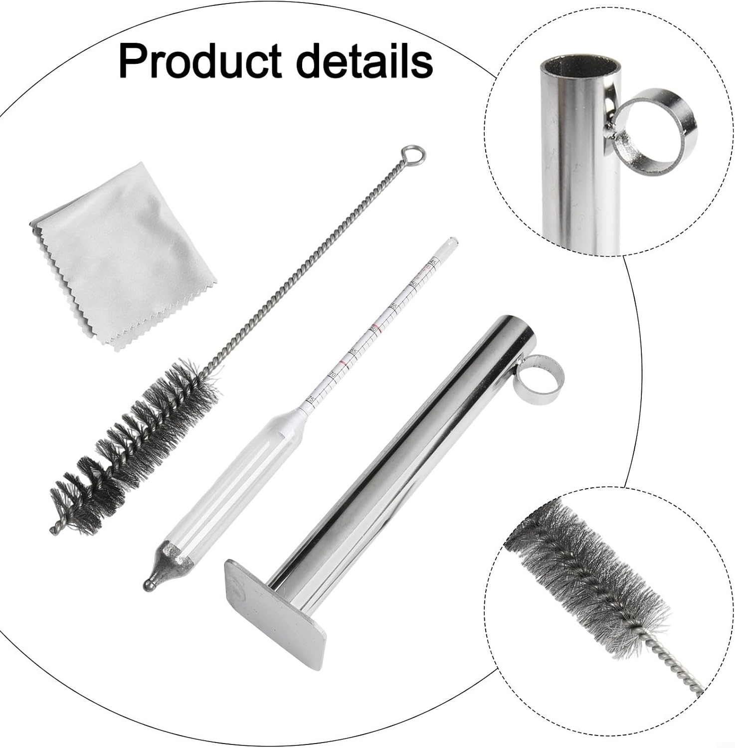 Syrup Hydrometer Test Cup Set With Finger Handle And Cleaning Brush Measuring Syrup Sugar Levels Accurately(B)