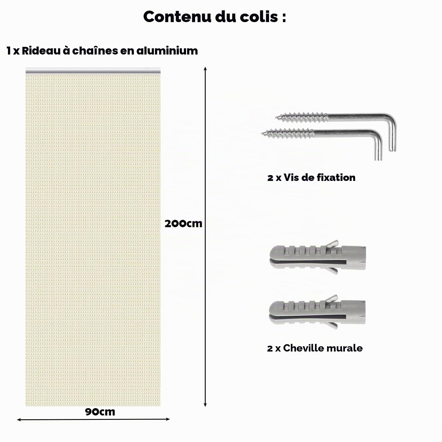 Store à Enrouleur en Aluminium 90 × 200 cm avec chaîne, Anti-Mouches et Anti-Insectes, pour la Protection Contre Les nuisibles, pour Portes et fenêtres, décoration d'intérieur (doré)