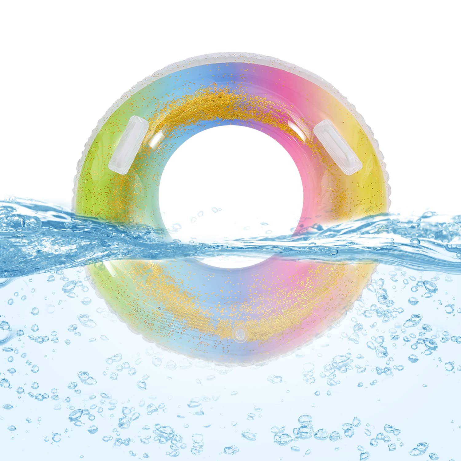 ZPUNION Swim Ring for Adults, Bling Inflatable Pool Floats 75cm, Swim Party Toys, Floating Ring With Colorful Sequins,Swim Tube Pool Rings Floaties for Women