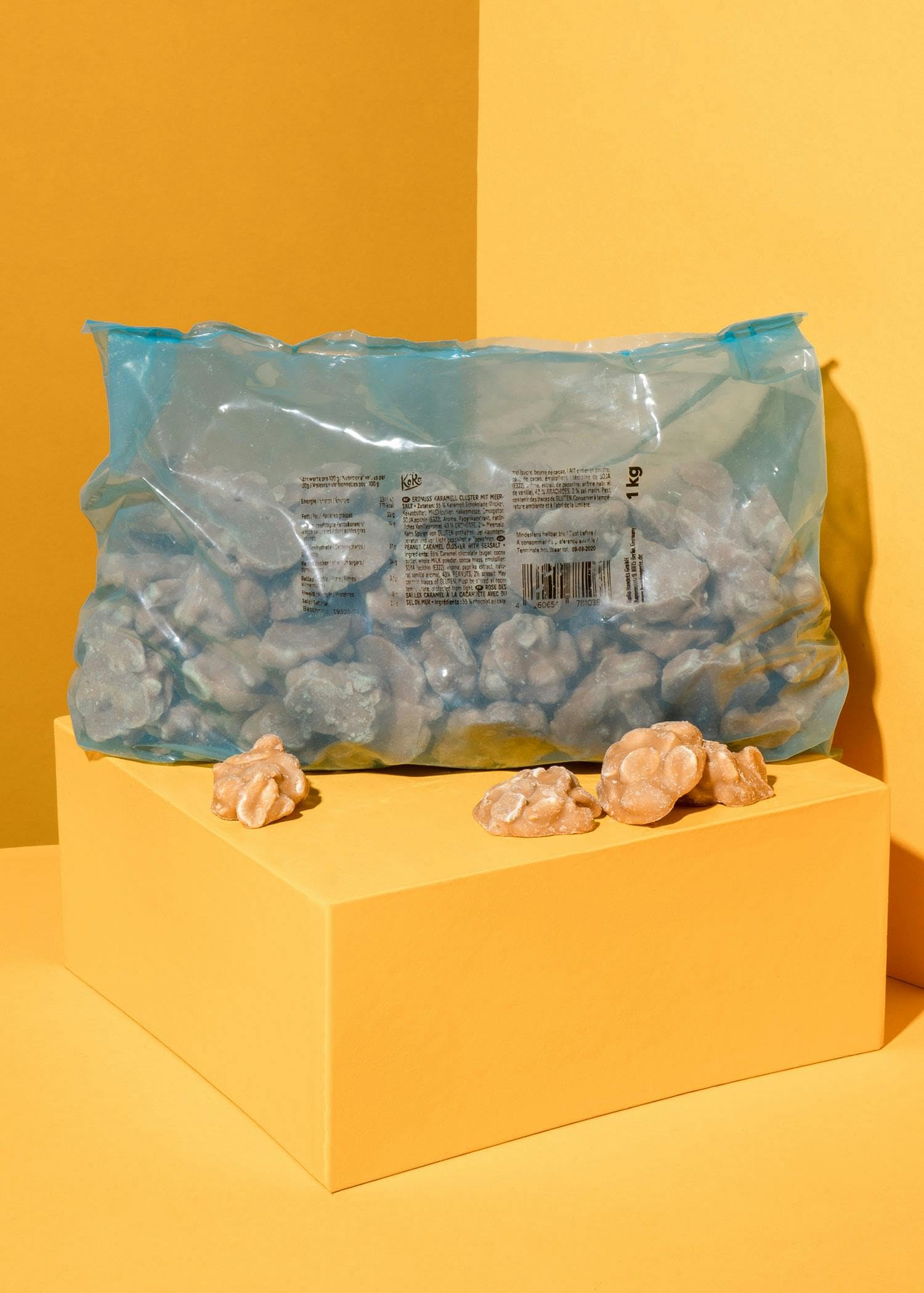KoRo - Eclats de cacahuètes au caramel et sel 1 kg - Affiné au sel marin