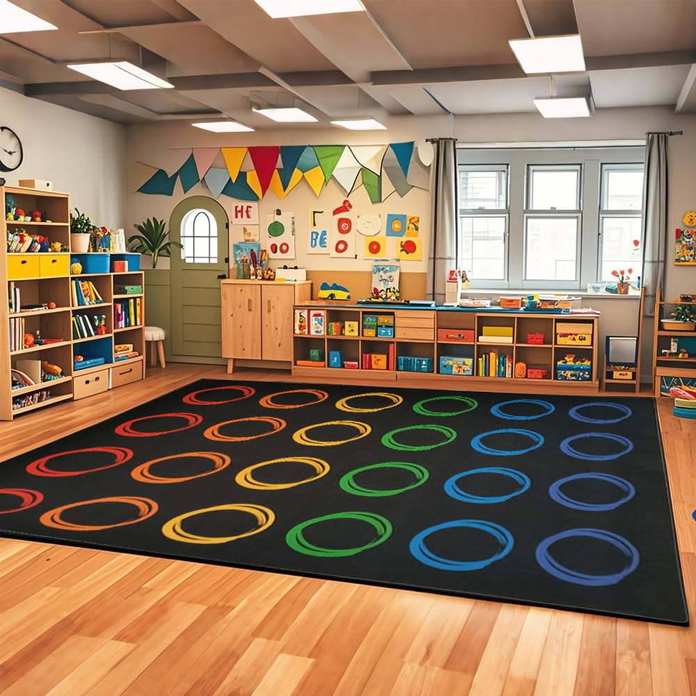 Photo 1 of ** FACTORY SEALED ** Large Classroom Rugs Elementary, Colorful Circle, 13'x7'7'', Seats 24