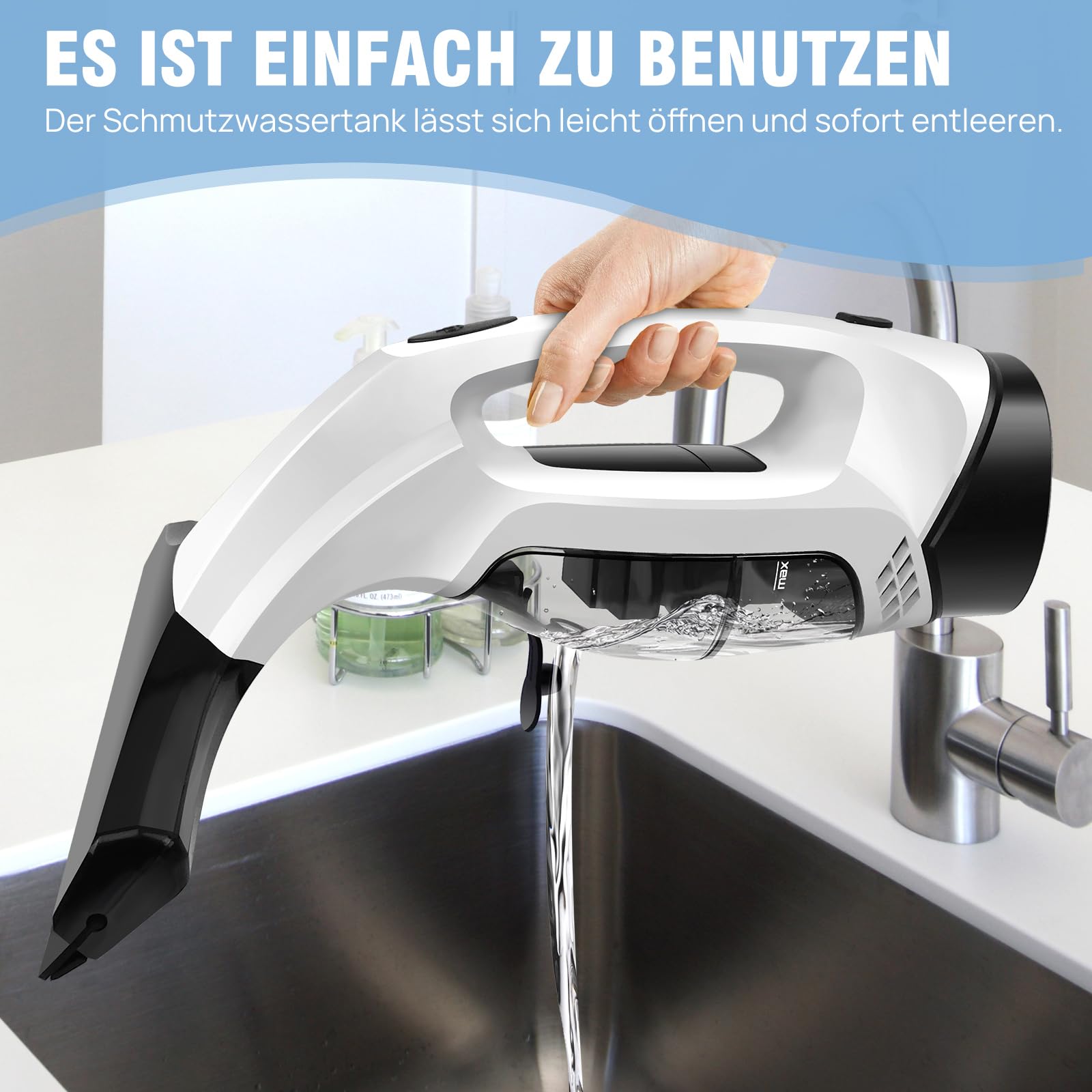 HSHa Aspirateur de fenêtre sans fil rechargeable, raclette de 28 cm et vaporisateur, 2000 Pa Aspirateur à main sans fil pour paroi de douche, miroir, raclette de douche électrique