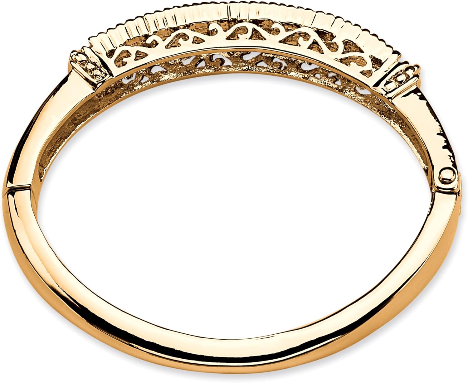 PalmBeach Goldtone Round Simulated Green Emerald, Bangle Bracelet (5mm), Snap Clasp, 8 inches - Image 2