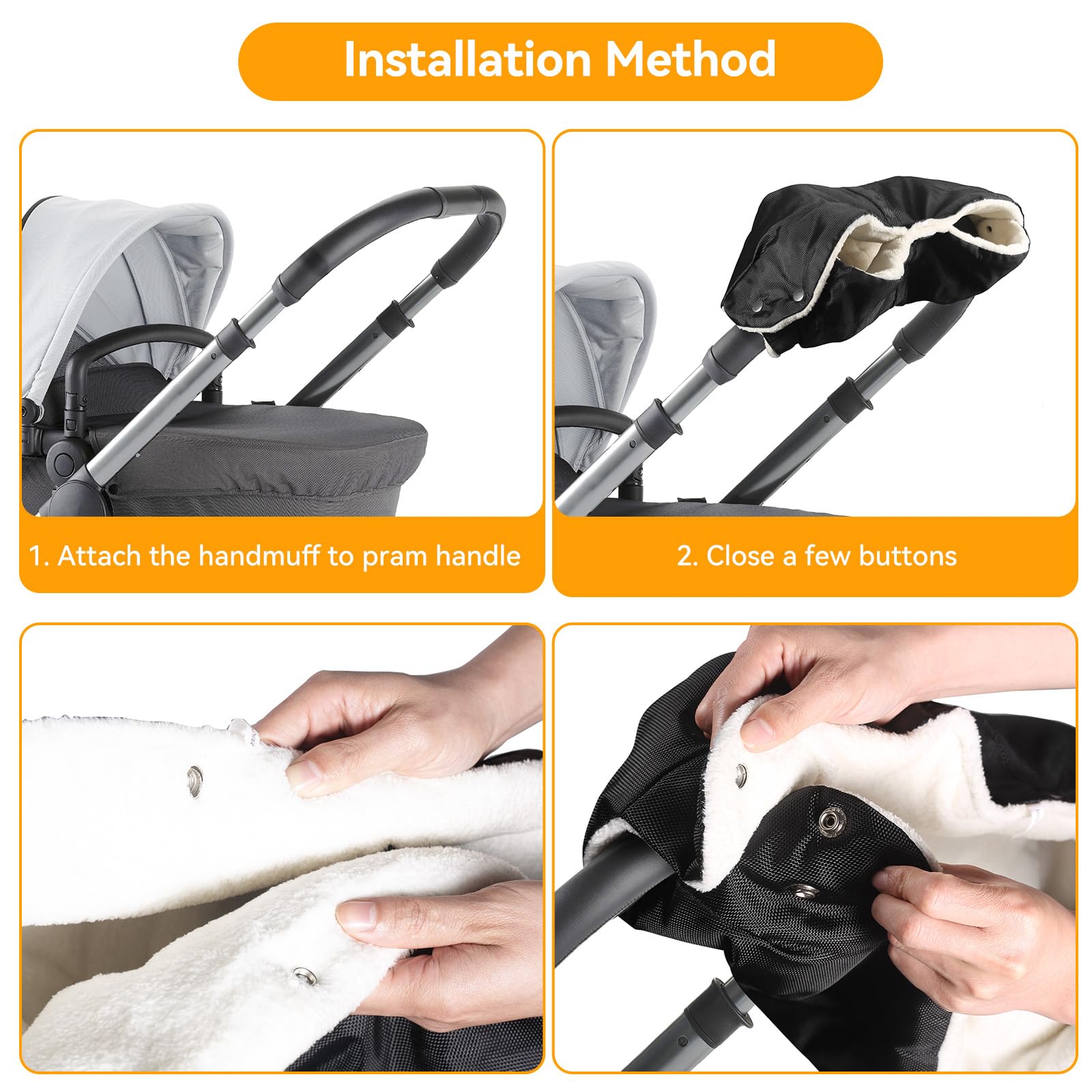Saco de mano para cochecito, guantes gruesos anticongelante, calentador de manos con forro polar, impermeable, resistente al viento, tamaño universal para cochecitos
