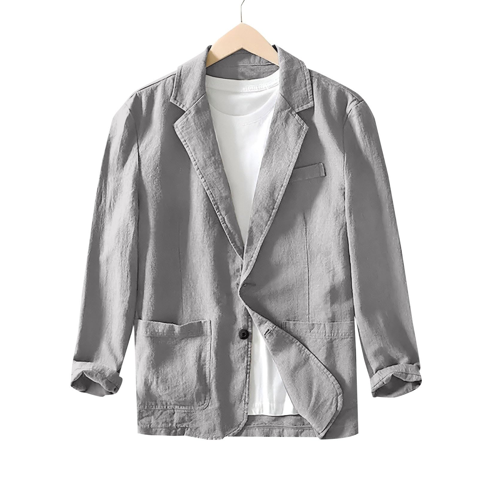 Chaquetas de traje casuales para hombre, 2 botones, ligeras, de algodón, lino, ajuste regular, cárdigan ligero, uso diario, negocios, trabajo