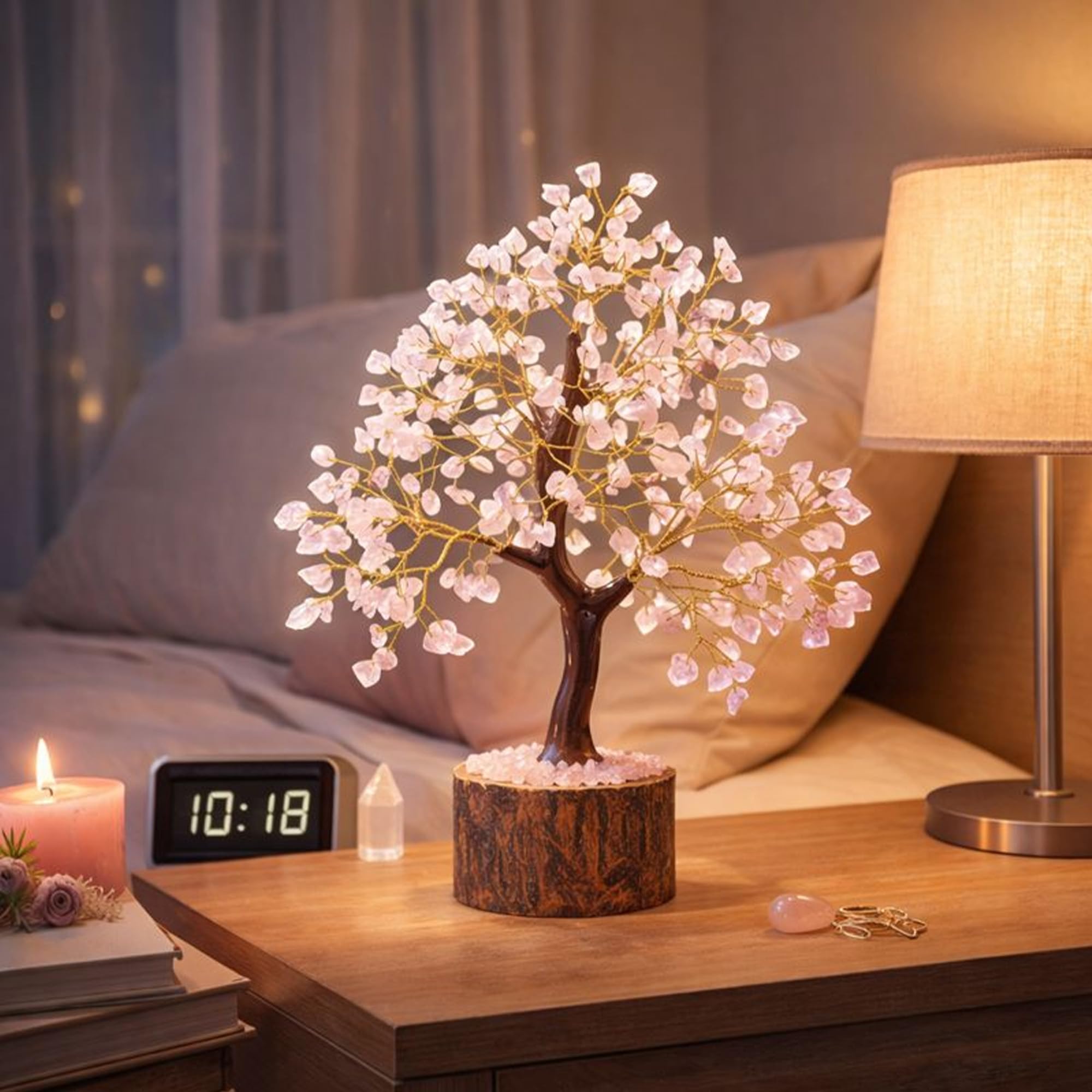 LXOMES Rose Quartz Crystal Tree of Life for Positive Energy - Feng Shui Decor, Fake Bonsai, Crystals and Healing Stones, Money Tree, Room Decor 7 Chakra, Stone, Healing Crystals, Spiritual Gifts