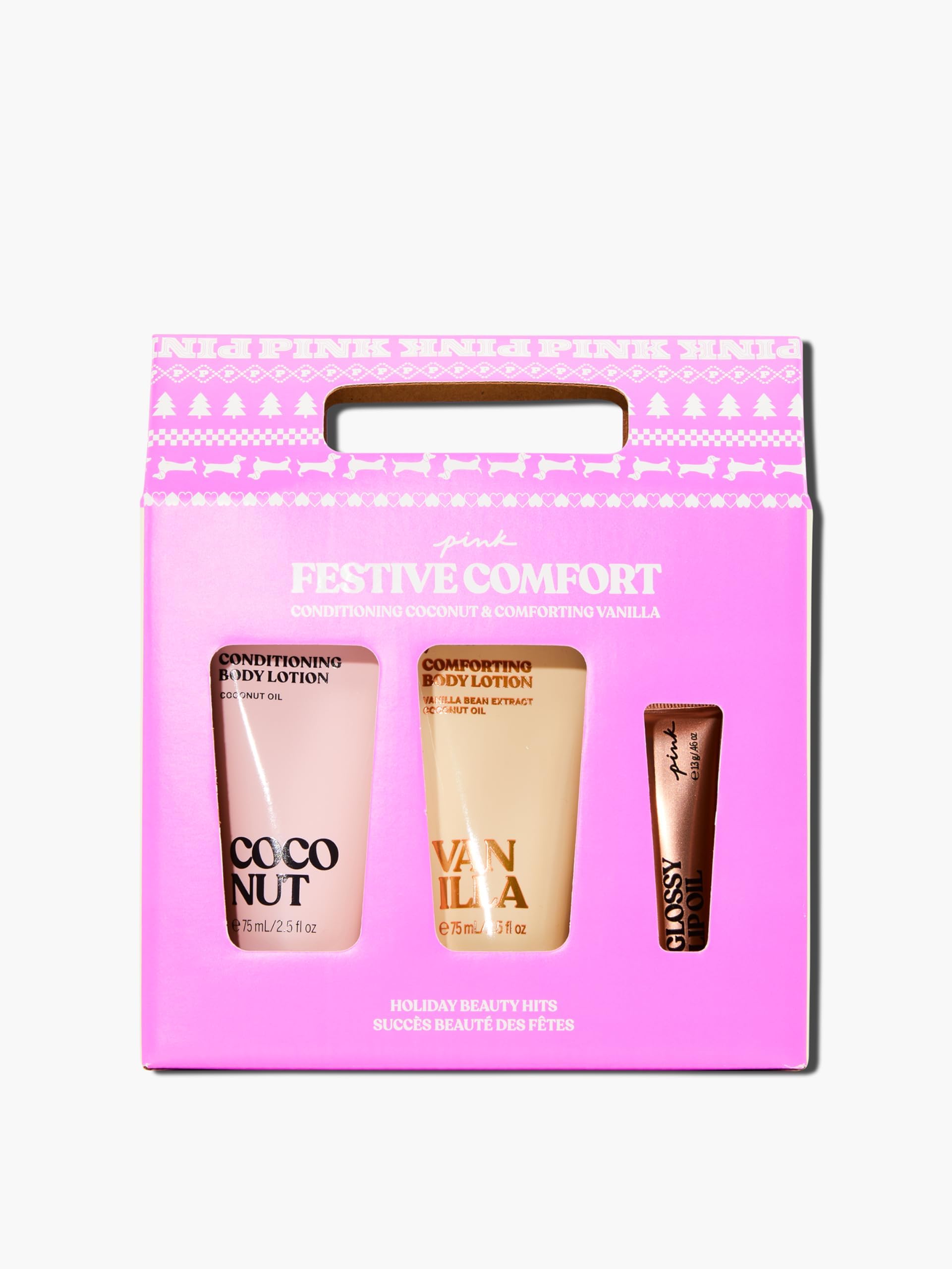PINK Personal Care Beauty Gift Set, Lotion and Lip Oil Gift Set