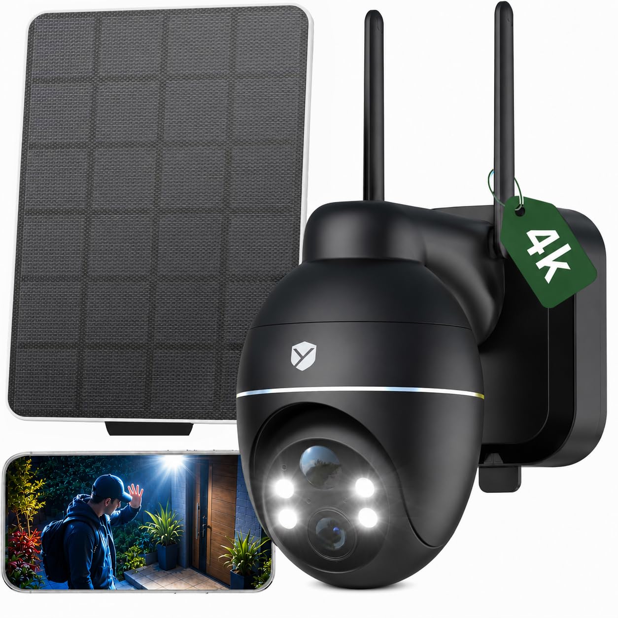 Amazon.co.jp: YESKAMOO 防犯カメラ 屋外 8MP ソーラー 4K 監視カメラ