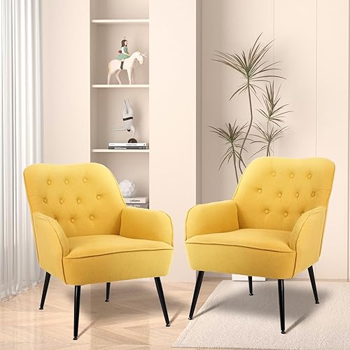 Miniatura 7 de Silla decorativa, sillón tapizado de tela de lino, sillones modernos para sala de estar, cómodas sillas de lectura, acogedor sofá para dormitorio,