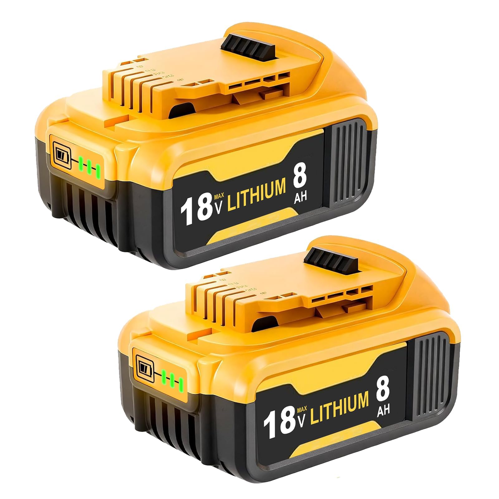 2 Pack 18V 8.0Ah for Dewalt Battery DCB184 Li-Ion Battery (yellow)