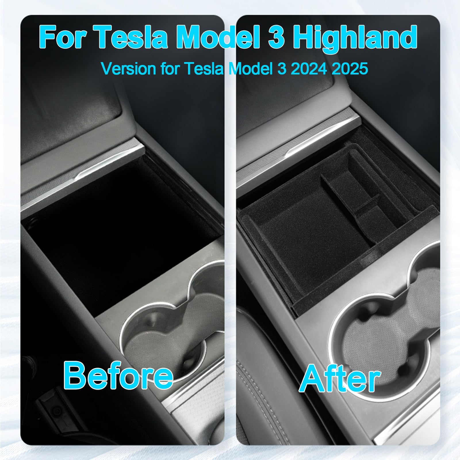 Bandeja organizadora de consola central para nuevos accesorios Tesla Model 3 Highland 2024 2025 Model Y Juniper, para Tesla Model 3 2024 Highland 2025 Model Y Juniper Caja de almacenamiento