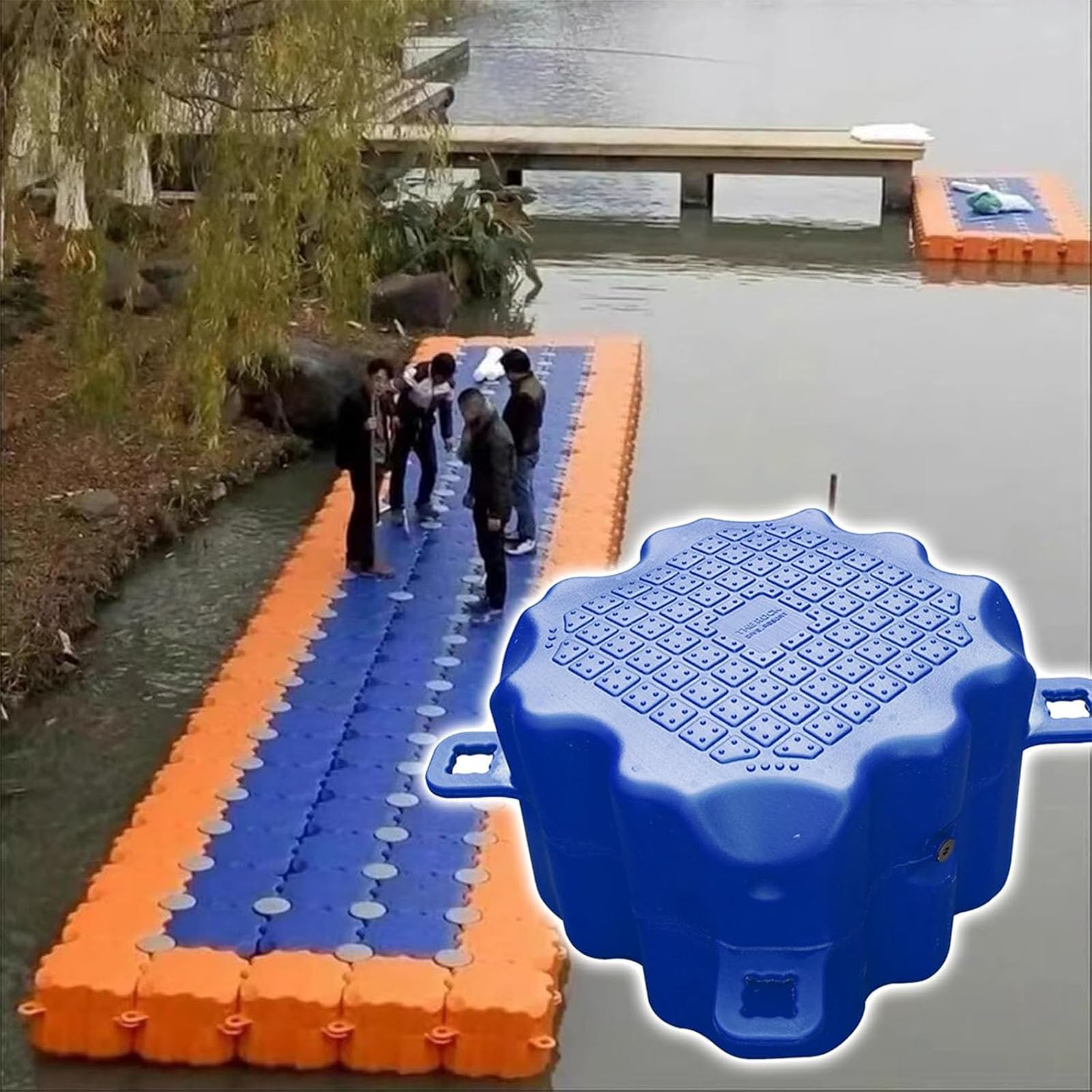 Muelle flotante para pesca en el lago, plataforma de pesca portátil y resistente, kit modular de pontón de plástico para yates y barcos, alta capacidad de carga