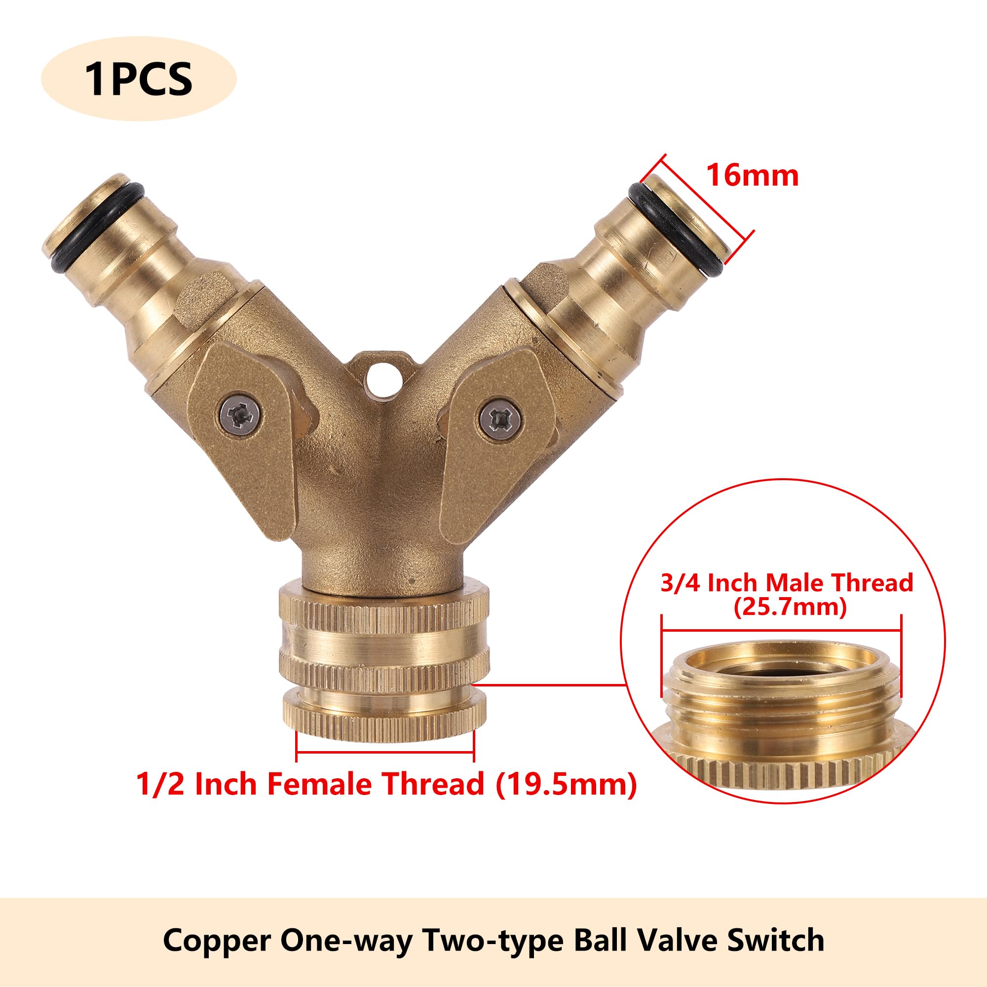 Szybkozłączka miedziana do węża ogrodowego 1/2" 3/4" 16 mm kranu nawadniającego Adapter gwintowany Akcesoria naprawy rur(0328)