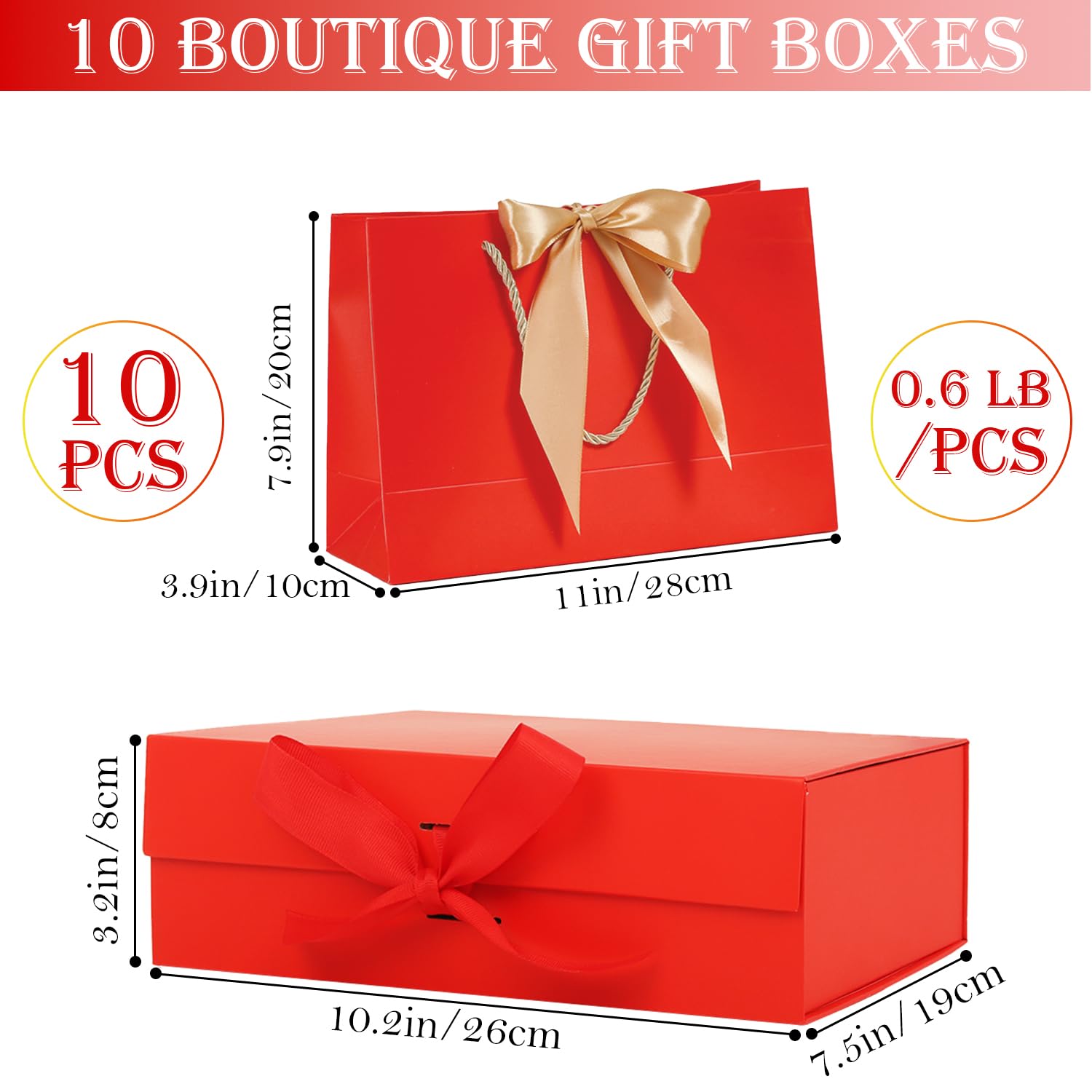Brautjungfer-Geschenkbox, 10er-Set, Luxus-Geschenkbox, Geschenkbox mit Deckel und Schleife, Papier-Geschenktüten, faltbare Geschenkbox für Heiratsantrag, Hochzeit, Geburtstag, Business, Weihnachten,