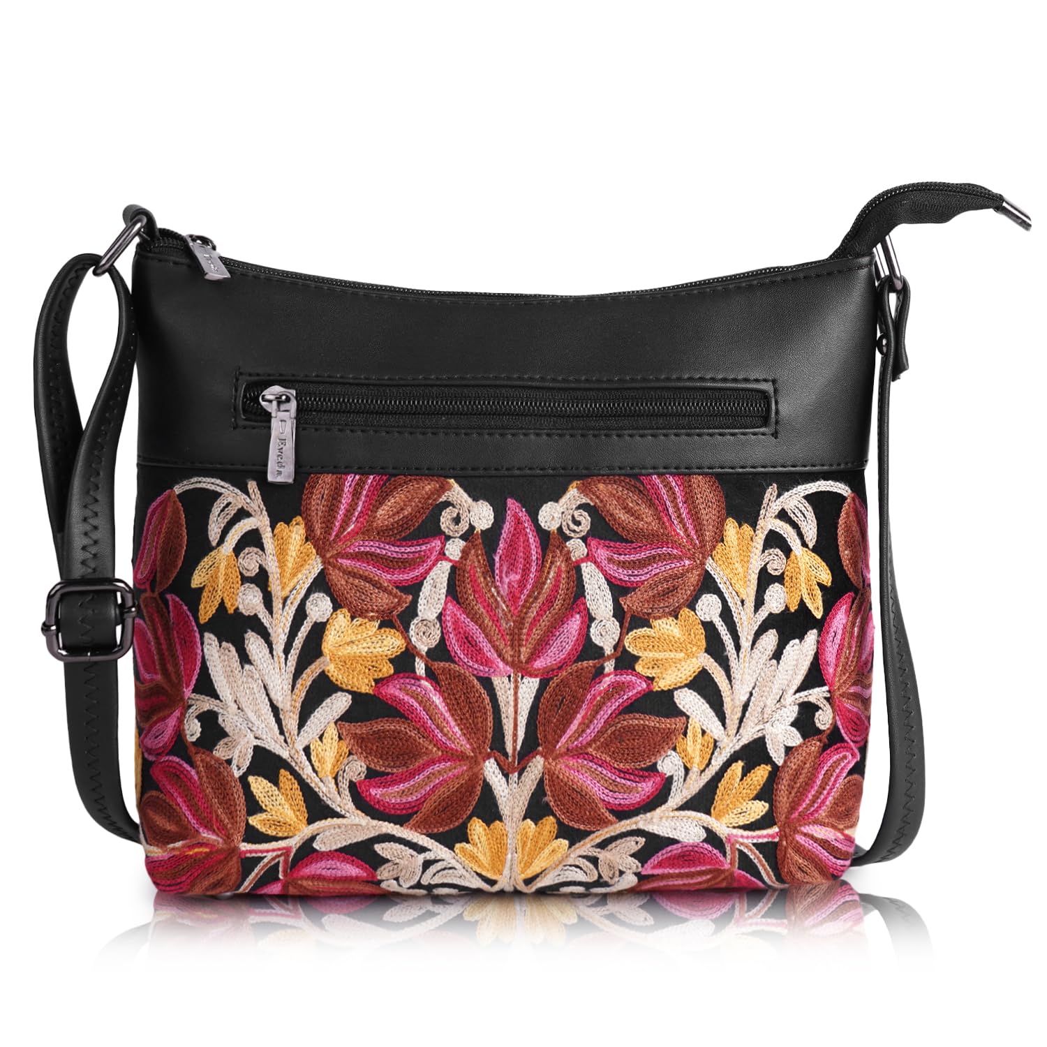 EVEDASynthetic Leather Gorgeous Embroidered Stylish Design Shoulder Crossbody Side Sling Bag For Women