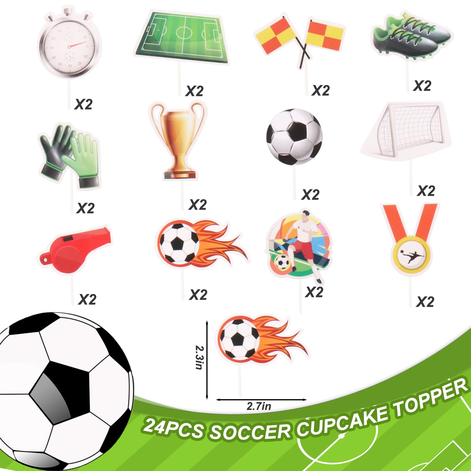 Amazon.co.jp: Vitalili 24ピース サッカーカップケーキトッパー