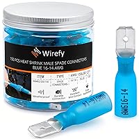 Vista 20 de Wirefy Conectores de pala termorretráctiles – Conectores de alambre de 3 vías – Conectores de doble pala – Terminales de desconexión rápida