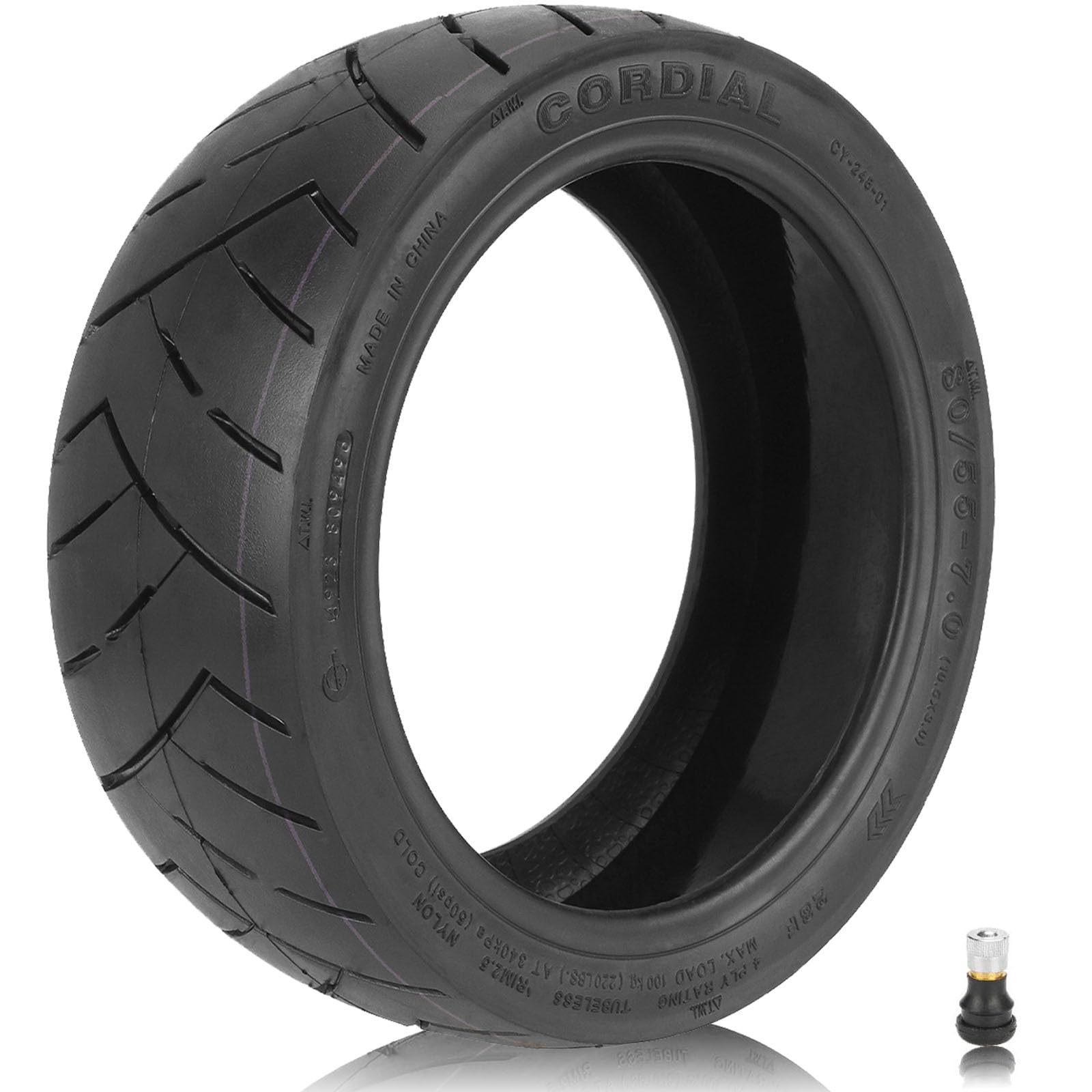 Pneu tubless 80/55-7,0 (10,5 x 3,0) pour scooter électrique Segway Ninebot P65D, 10,5", pneu de rechange, pneu sans chambre à air, durable, antidérapant, roue de rechange pour scooter (1 pièce)