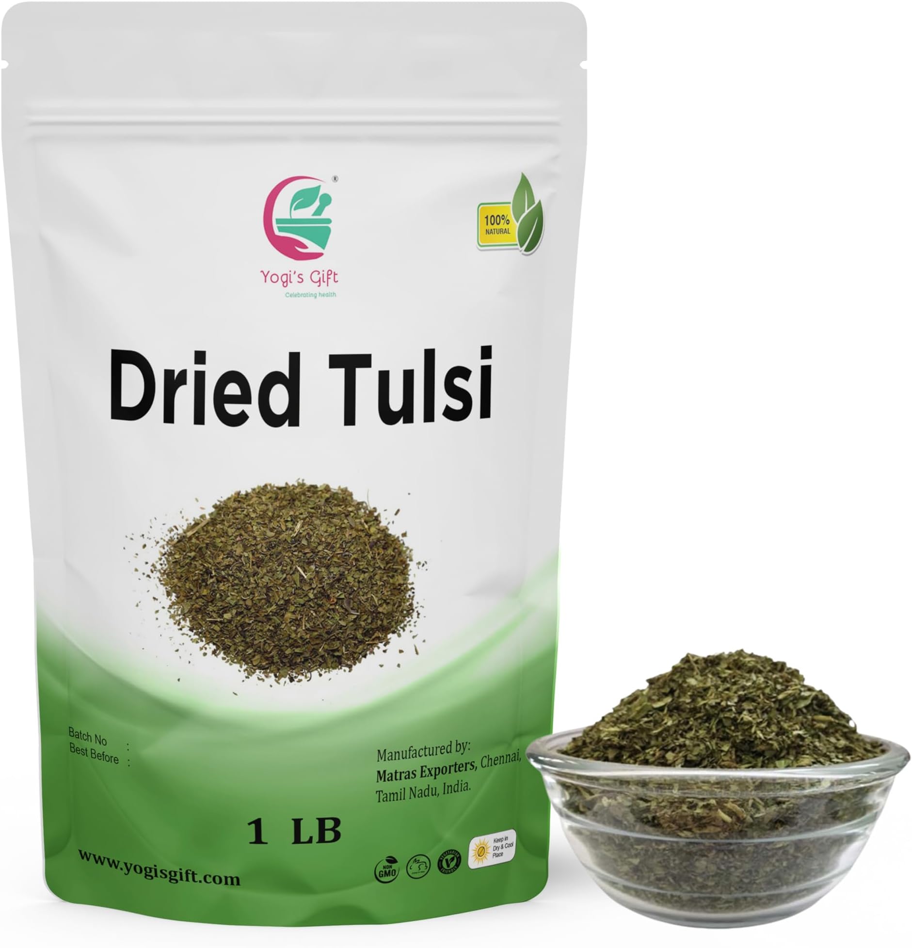 Dried Tulsi | Holy Basil Leaf Tea 1 LB | Relaxing and Calming Tea | 100% Natural | by Yogi's Gift®