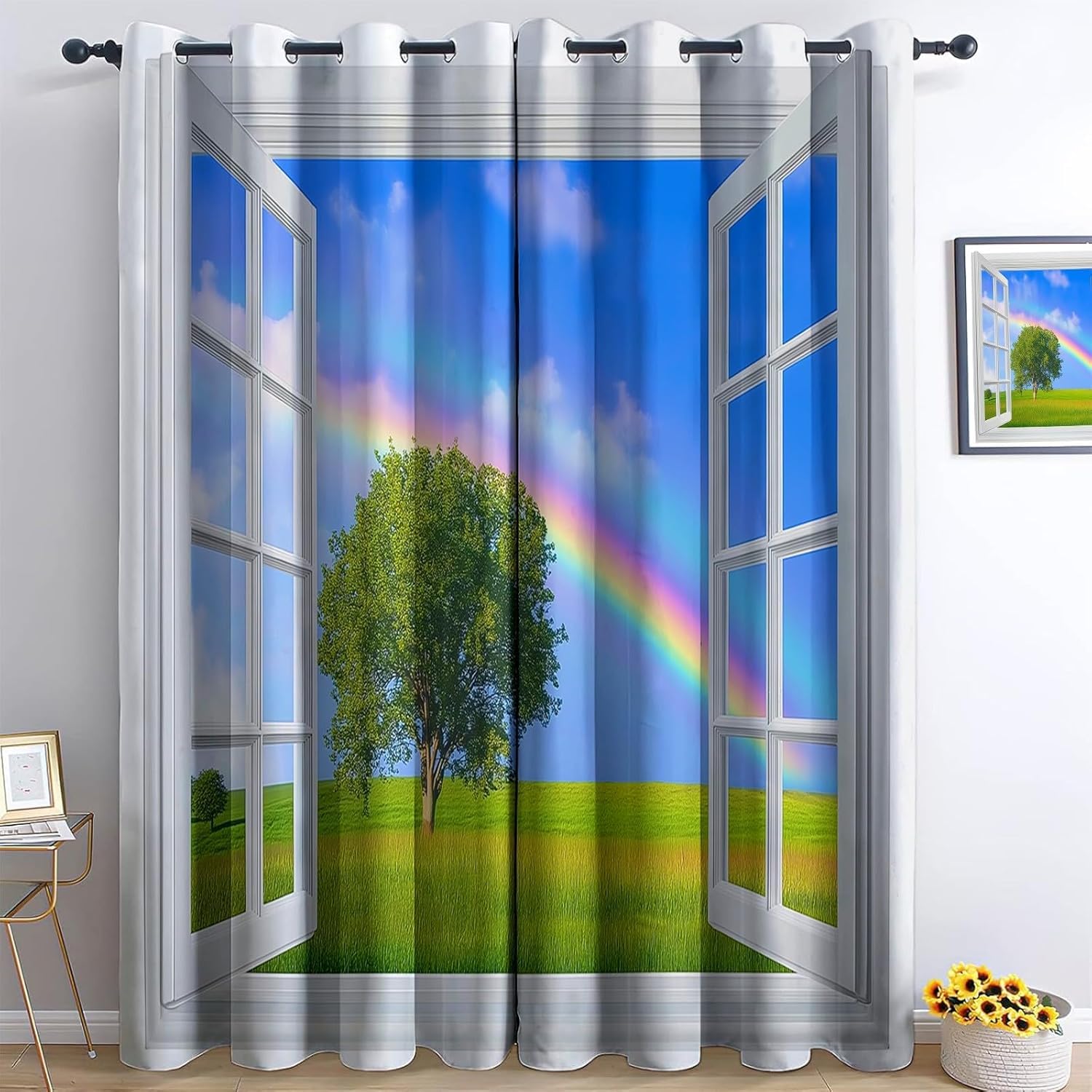 Rideaux occultants thermiques 117 x 183 cm paysage extérieur isolant anti froid épais