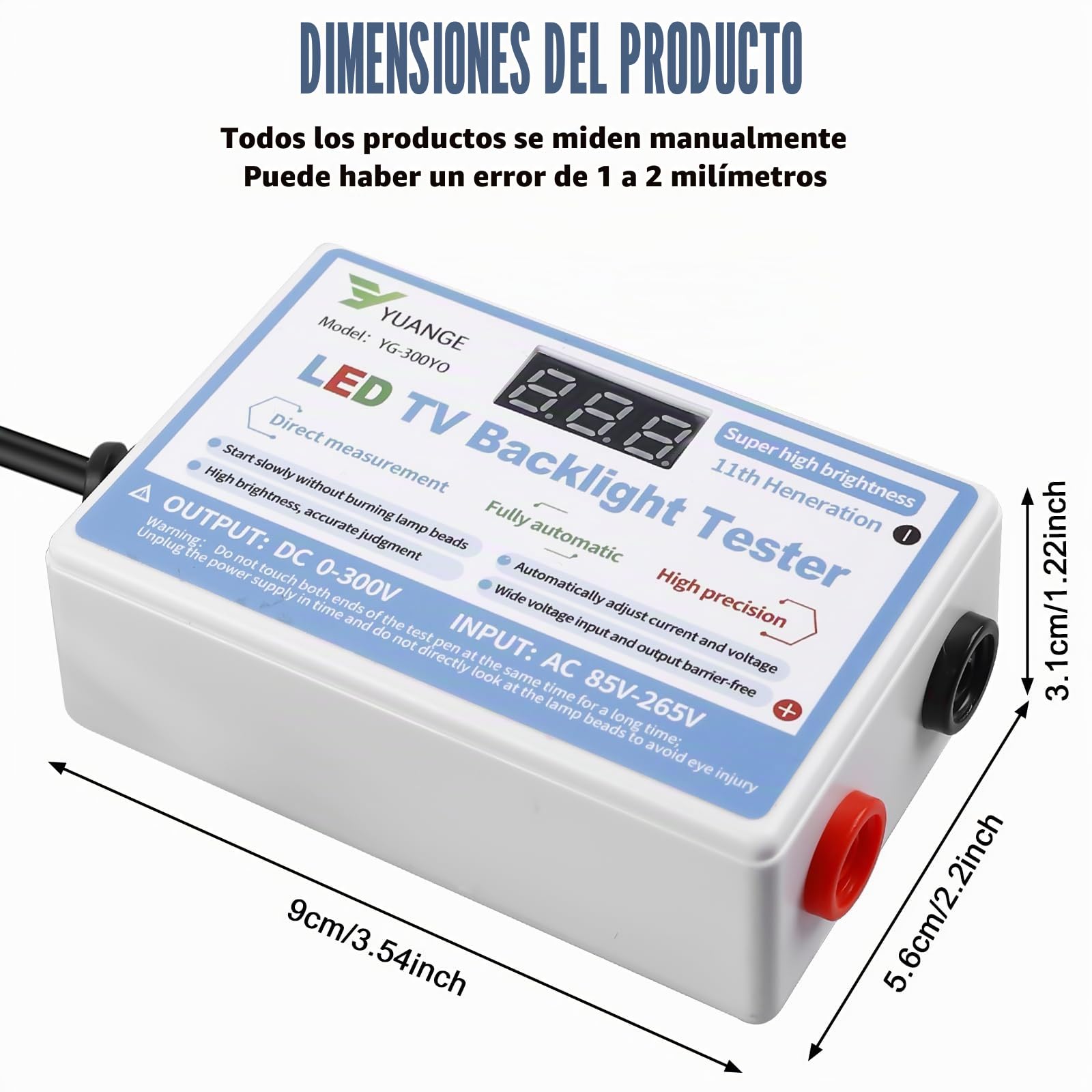 Probador de luz LED y retroiluminación de TV, comprobador de corriente con lápiz de prueba, comprobador de voltaje para reparaciones de luces LED