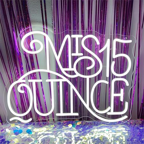 Miniatura 2 de Letrero de neón de membrillo Mis años de Mis para decoración de pared, letrero de neón de membrillo de 40 pulgadas, luces LED Mis 15 años, letrero