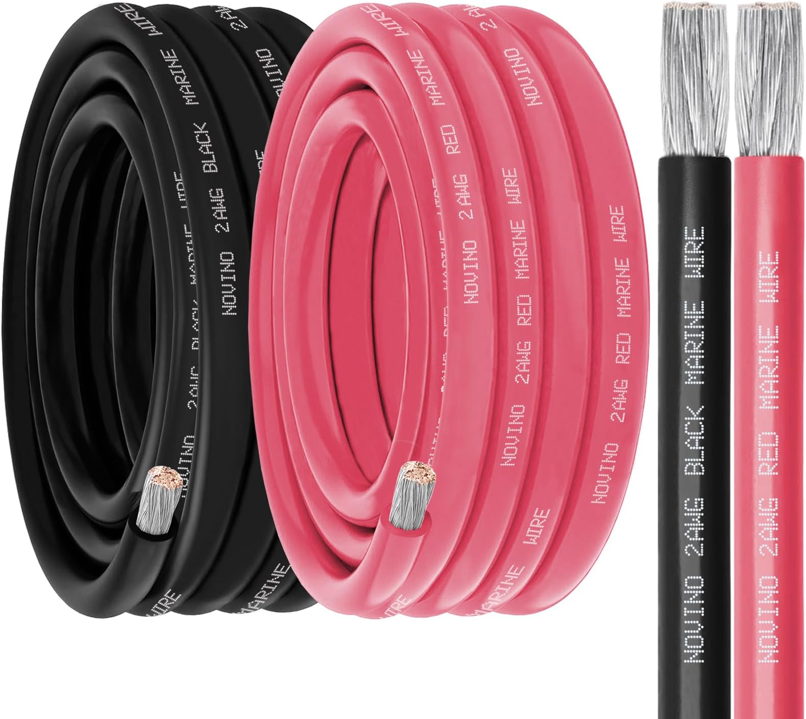 2 Gauge Maine Wire Include 2 Gauge 20FT Black & 20FT Red,2AWG Marine Grade Wire Oxygen-Free Tinned Copper Electrical Cable for Boat Automotive RV Camper Trailer Speaker Lighting Outdoor