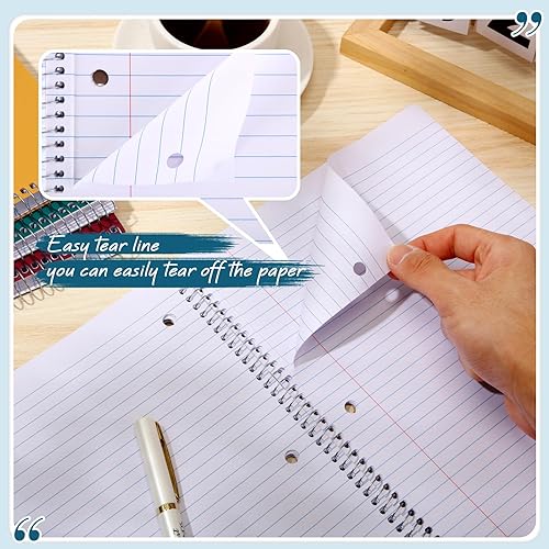 Miniatura 4 de Teling 12 cuadernos en espiral de 1 materia con rayas anchas de 8 x 10 12 pulgadas, cuaderno de diario en espiral de 3 agujeros divisores, colores