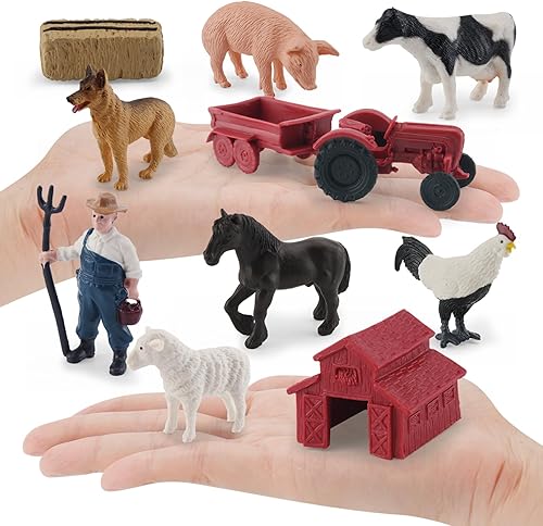 Miniatura 10 de MEMOVAN Decoración para tartas de granja, 14 piezas de animales de granja, pollo, oveja, cerdo, vaca, cupcakes, decoración de pasteles de vaca para